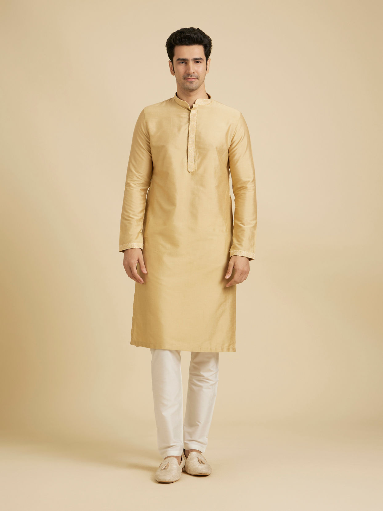 Manyavar Men Canary Yellow Jaal Patterned Jacket Set