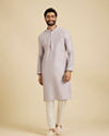 Manyavar Men Classic Lilac Jaal Patterned Jacket Set