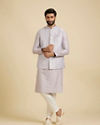 Manyavar Men Classic Lilac Jaal Patterned Jacket Set