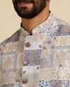 Manyavar Men Soft Lilac Medallion Printed Jacket Set