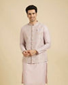 Elegant Pink Brocade Kurta Jacket Set