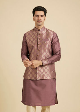 Manyavar Men Purple Passion Kurta Jacket Set image number 0