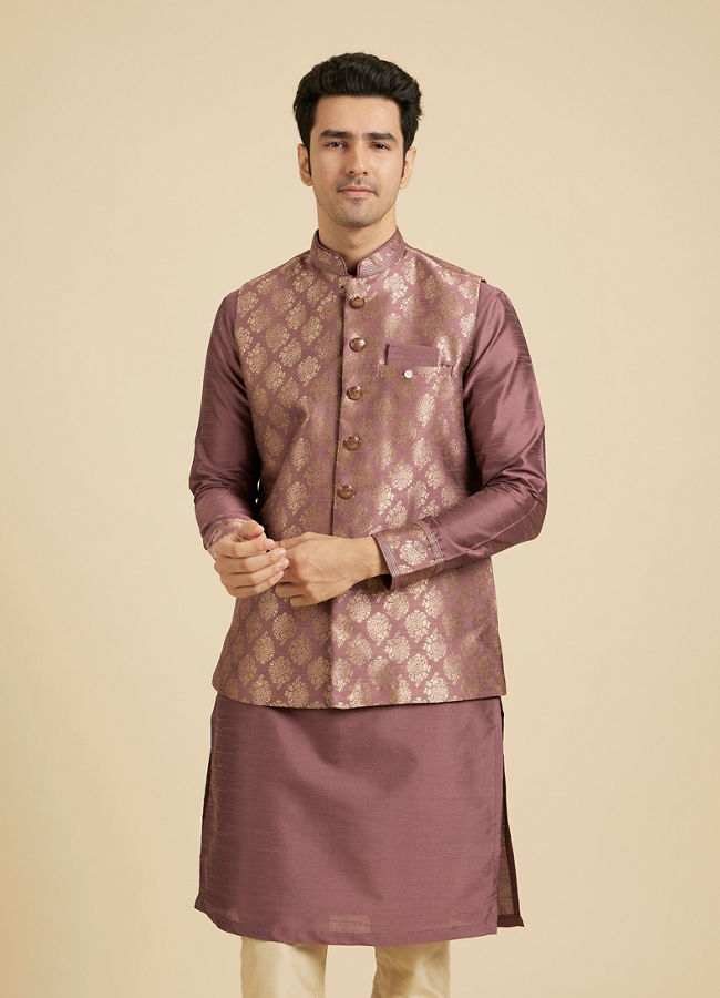 Manyavar Men Purple Passion Kurta Jacket Set image number 0