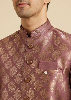 Manyavar Men Purple Passion Kurta Jacket Set image number 1