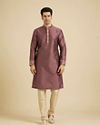 Manyavar Men Dark Purple Jaal Patterned Jacket Set