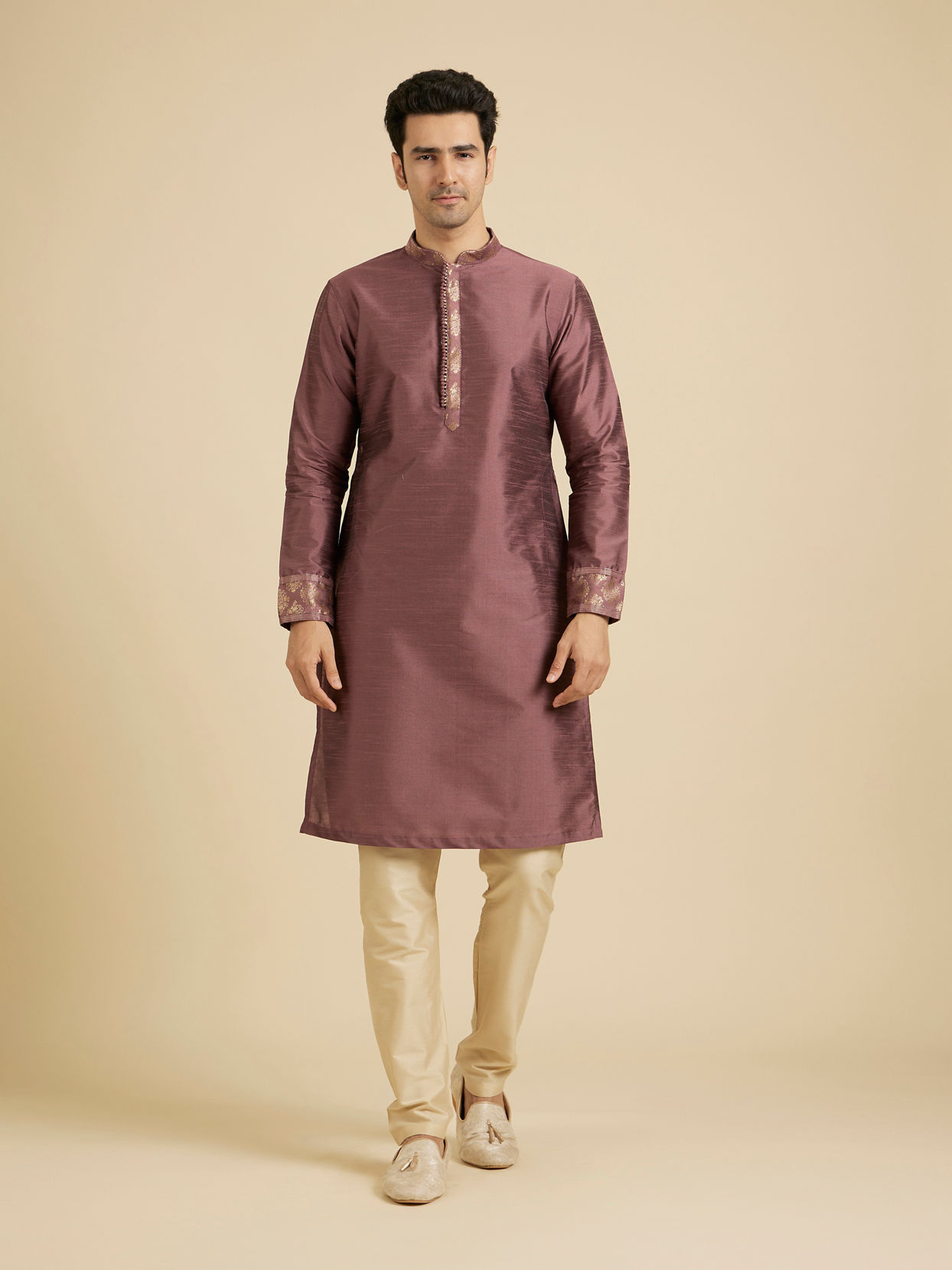 Manyavar Men Purple Passion Kurta Jacket Set image number 2