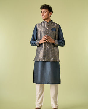 Diwas Men Space Grey Medallion Patterned Jacket Set