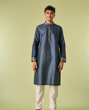 Diwas Men Space Grey Medallion Patterned Jacket Set