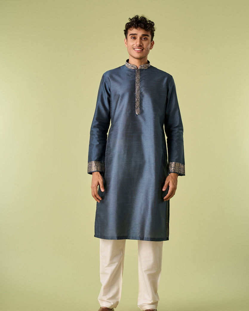 Diwas Men Space Grey Medallion Patterned Jacket Set