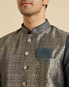 Manyavar Men Space Grey Medallion Patterned Jacket Set image number 1