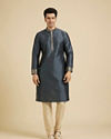 Manyavar Men Space Grey Medallion Patterned Jacket Set image number 3