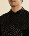 Manyavar Men Black Ensemble Kurta Jacket Set