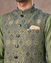 Manyavar Men Vibrant Emerald Kurta Jacket Set