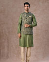 Manyavar Men Vibrant Emerald Kurta Jacket Set