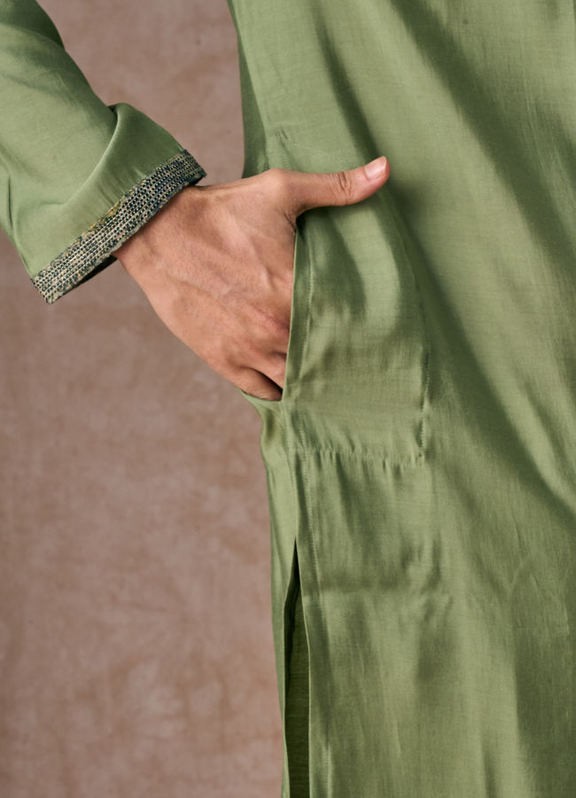 Manyavar Men Vibrant Emerald Kurta Jacket Set