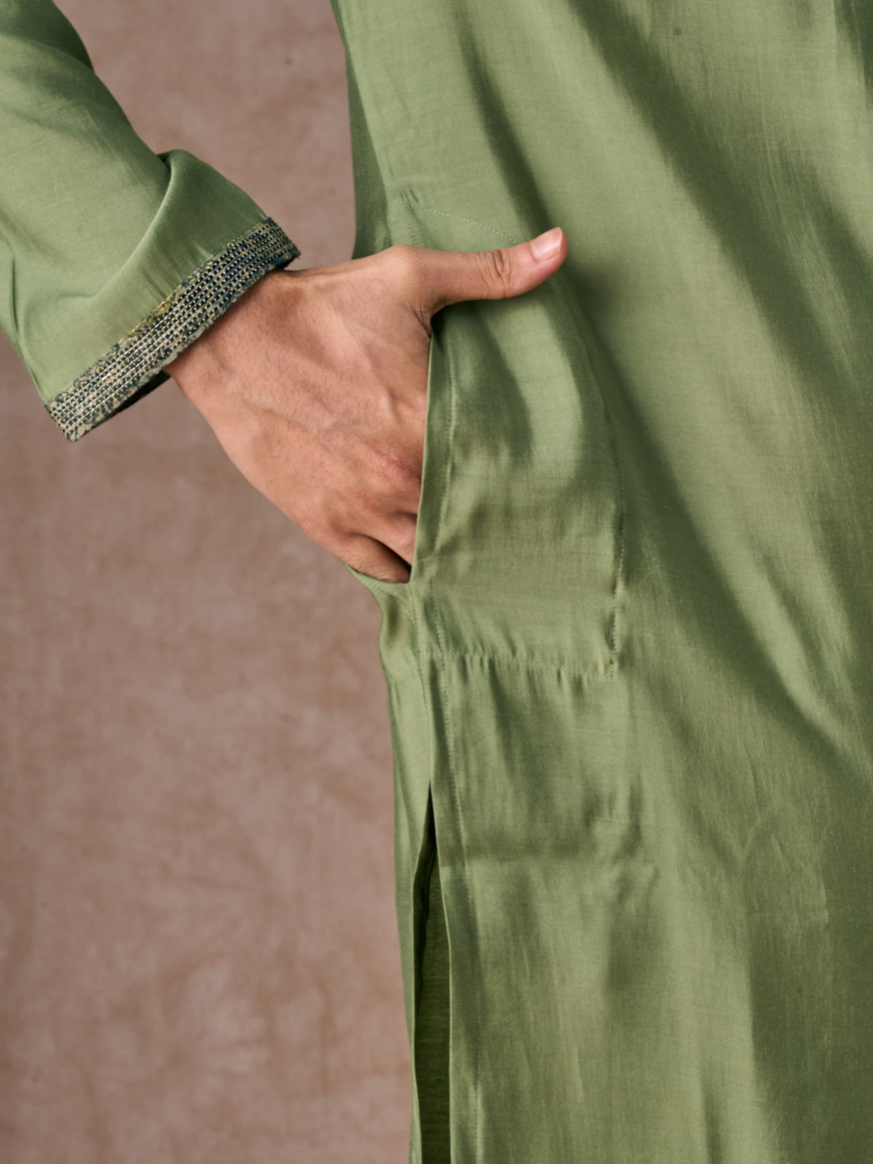 Manyavar Men Vibrant Emerald Kurta Jacket Set