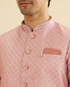 Manyavar Men Chic Dusty Pink Kurta Jacket Set