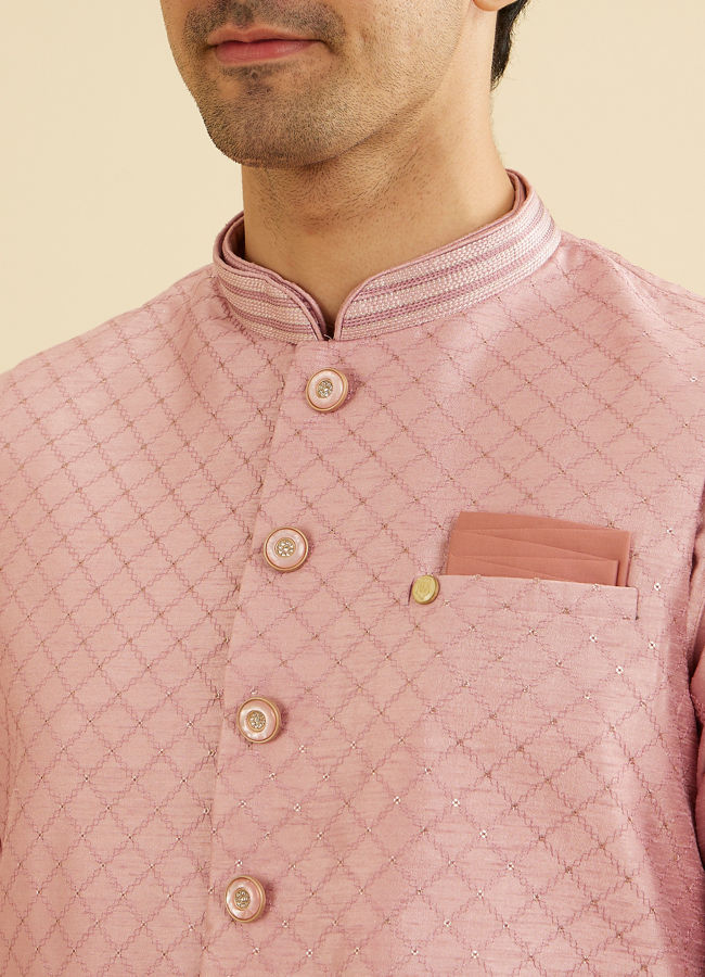 Manyavar Men Chic Dusty Pink Kurta Jacket Set