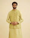 Manyavar Men Elegant Green Kurta Jacket Set