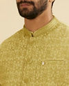 Manyavar Men Elegant Green Kurta Jacket Set