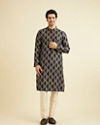 Manyavar Men Navy Blue Triangular Patterned Jacket Set with Sequin Work