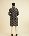 Manyavar Men Navy Blue Triangular Patterned Jacket Set with Sequin Work