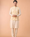 Manyavar Men Cream Elegance Kurta Jacket Set