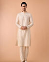 Manyavar Men Cream Elegance Kurta Jacket Set
