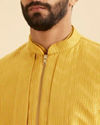 Manyavar Men Lustrous Mustard Satin Kurta Jacket Set