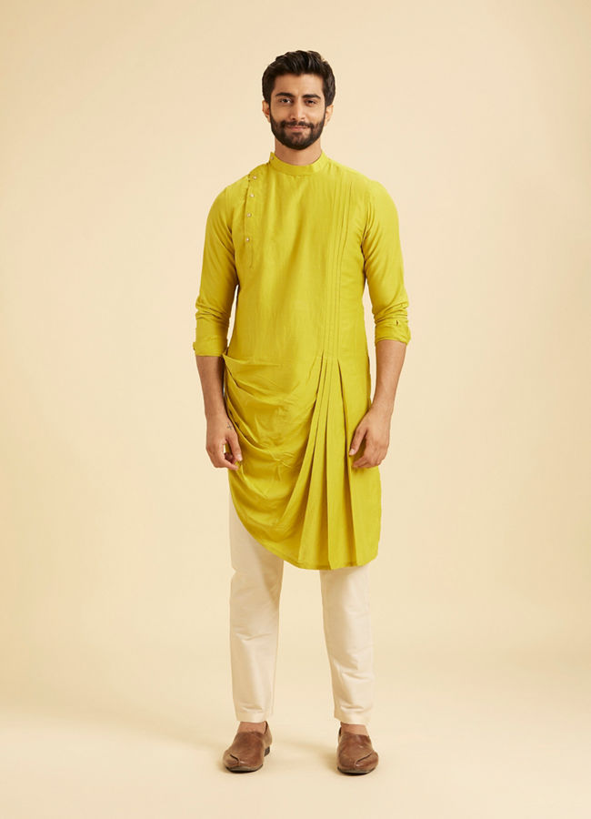 Manyavar Men Majestic Mehndi Green Kurta Jacket Set