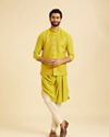 Manyavar Men Majestic Mehndi Green Kurta Jacket Set