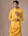 Manyavar Men Lustrous Mustard Kurta Jacket Set