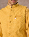Manyavar Men Lustrous Mustard Kurta Jacket Set