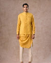 Manyavar Men Lustrous Mustard Kurta Jacket Set