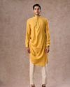 Manyavar Men Lustrous Mustard Kurta Jacket Set
