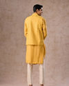 Manyavar Men Lustrous Mustard Kurta Jacket Set