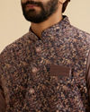 Manyavar Men Lustrous Lilac Velvet Kurta Jacket Set