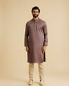 Manyavar Men Lustrous Lilac Velvet Kurta Jacket Set