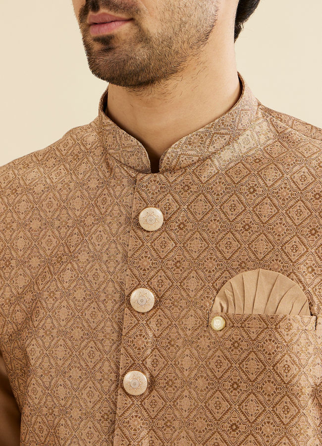 Manyavar Men Regal Fawn Kurta Jacket Set
