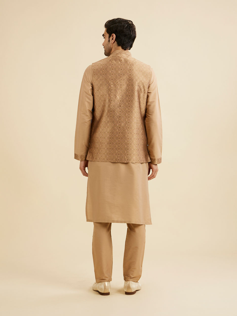 Manyavar Men Regal Fawn Kurta Jacket Set