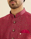Manyavar Men Radiant Pink Brocade Kurta Jacket Set