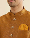 Manyavar Men Royal Mustard Kurta Jacket Set