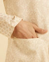Manyavar Men Elegant Beige Kurta Jacket Set