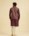 Manyavar Men Wine Satin Elegance Kurta Jacket Set