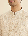 Manyavar Men Cream Elegance Kurta Jacket Set