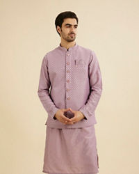 Manyavar Men Soft Lilac Jacket Set with Ditsy Diamond Motifs