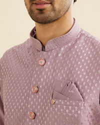 Manyavar Men Soft Lilac Jacket Set with Ditsy Diamond Motifs