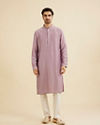 Manyavar Men Soft Lilac Jacket Set with Ditsy Diamond Motifs