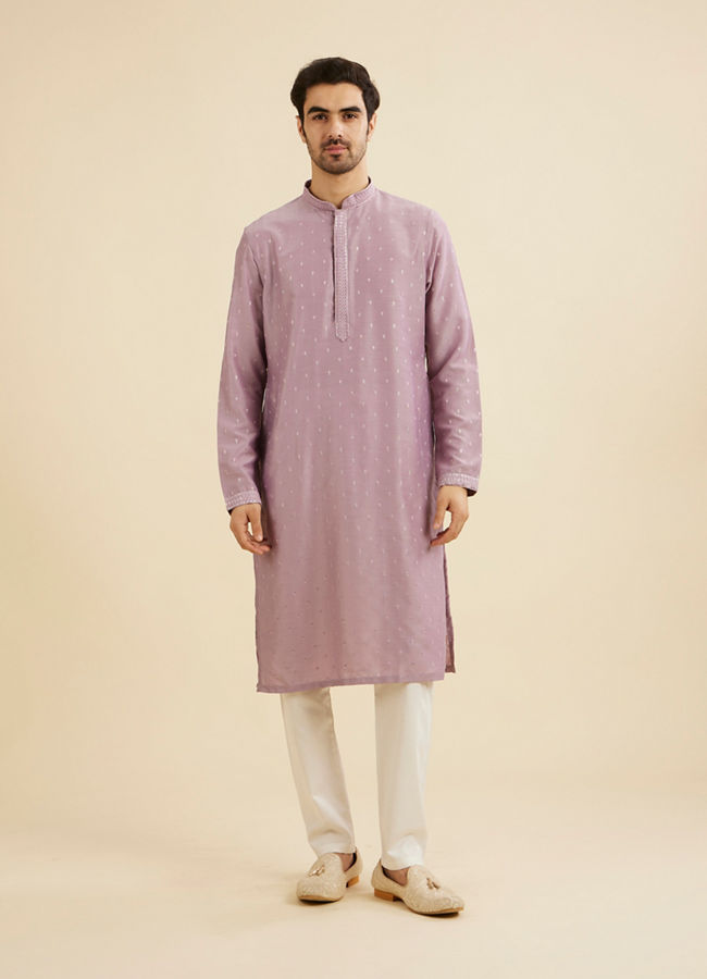Manyavar Men Soft Lilac Jacket Set with Ditsy Diamond Motifs