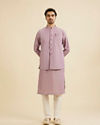 Manyavar Men Soft Lilac Jacket Set with Ditsy Diamond Motifs
